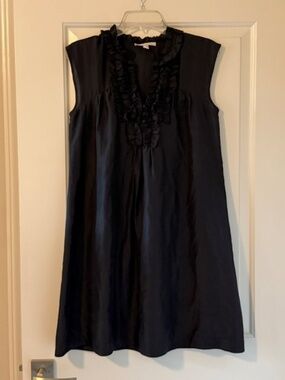 Rebecca Taylor Black Silk Ruffle Dress Size 4